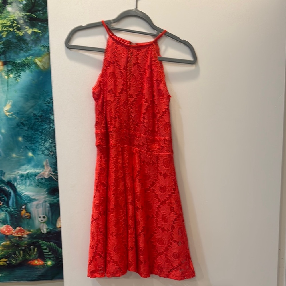 Red Lace Halter Dress
